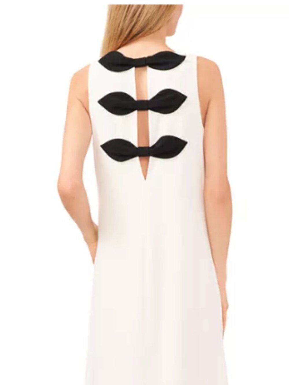 White Maxi Dress with Black Bow Accents